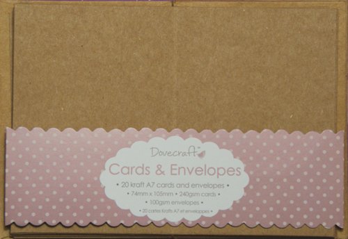 Dovecraft Trimcraft Essentials-Mini Cards & Envelopes-A7 Cream (20 Pack), paper, Brown