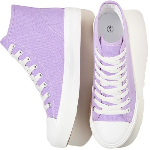 Image of Uoidru High Top Sneakers for Women Canvas Shoes White Canvas High Tops Women Casual Shoes Lace Up Fashion Sneakers