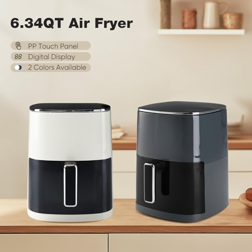 Image of OLIXIS Air Fryer 6 Quart with Window Square Airfryer 12-in-1 Air Frys, Roast, Reheat, Dehydrate, Bake, Steam, Fries, Custard, Chicken, Wings, Sea Food, Vegetabels,400F, White