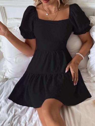 Narecte Summer Dresses for Women 2025,Tie Backless Swiss Dot Mini Dress,Ruffle Hem Flowy Casual Dresses3