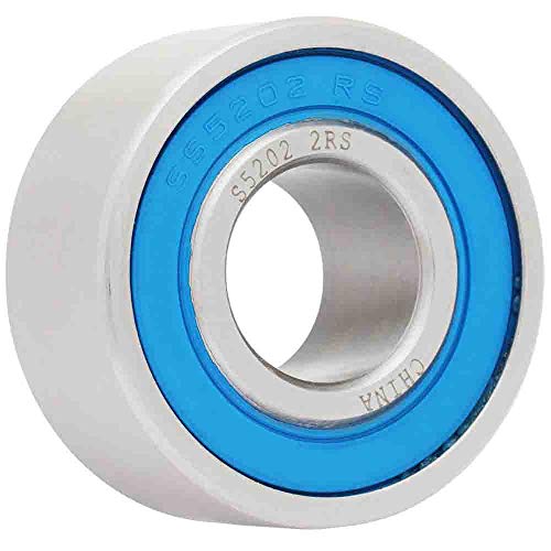 [1-Pack] S5202-2RS - Stainless Steel Angular Contact Ball Bearing 0.5906 in x 1.37795 in x 0.62598 in (ID x OD x Width) | 15 mm x 35 mm x 15.9 mm (ID x OD x Width) with Double Rubber Seal