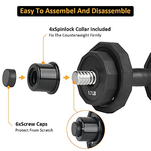 Kiss Gold Adjustable Dumbbell Set, 22 Lb Weights Dumbbells Sets, Free Weights Set For Women, Barbells Home Workout Equipment Fitness Exercise Strength Training Dumbellsweights Pair Home Gym For Men #TOP4