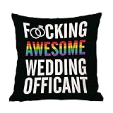 Throw Pillow Cover Fucking Awesome Wedding Officant Pillow Case Pride Gay Lesbian Same Sex LGBTQ Cus