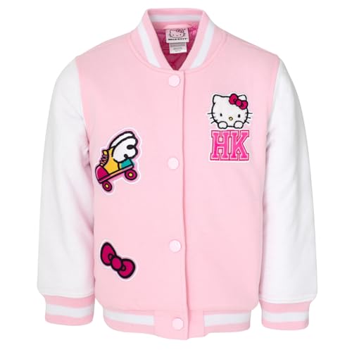 Hello Kitty Little Girls French Terry Varsity Bomber Jacket Pink 7-8