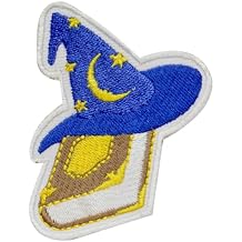 Wizard Hat Patch, Magic Patch, Wizard Book Patch, Movies Patch, Cartoon Patch, Kids Patch Embroidered Iron on Sew on Patch Badge for Clothes etc. 7x7cm
