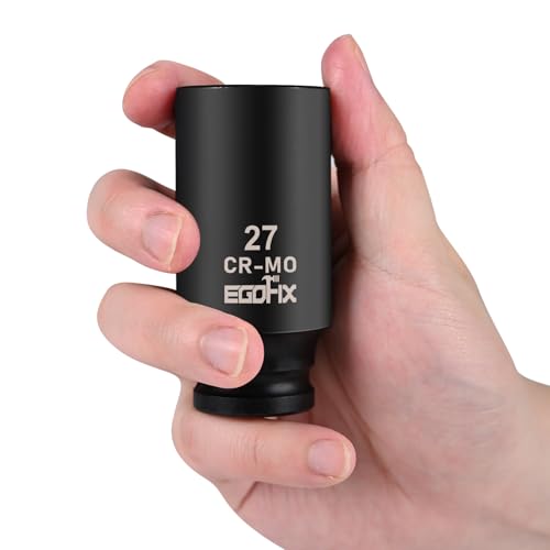Image of 1 /2 inch Drive Deep Impact Socket, 27mm Metric Socket, Axle Nut Socket CR-MO 6 Point for Easy Removal of Axle Shaft Nuts