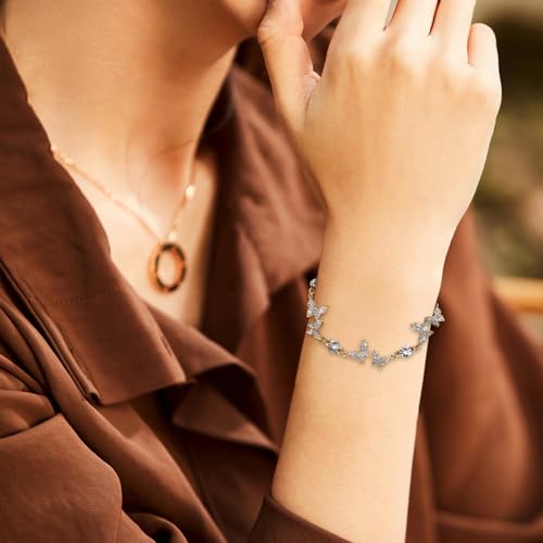 Fujiuia NECKLACES FOR WOMEN 2024 Gifts For Women S925 Sterling Silver Butterfly Bracelet, Adjustable Charm Sparkling Diamond Bracelet Jewelry thumb #4