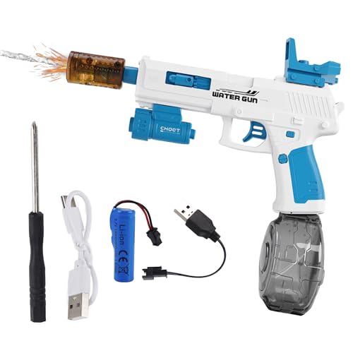 Katomi Elektrische Wasserpistole mit realistischer Mündungsflamme, Hochleistungs-Spritzpistolen, Sommer-Outdoor-Strand-Schwimmbad-Party-Spielzeug für Erwachsene und Kinder，Reichweite bis zu 8-10 m