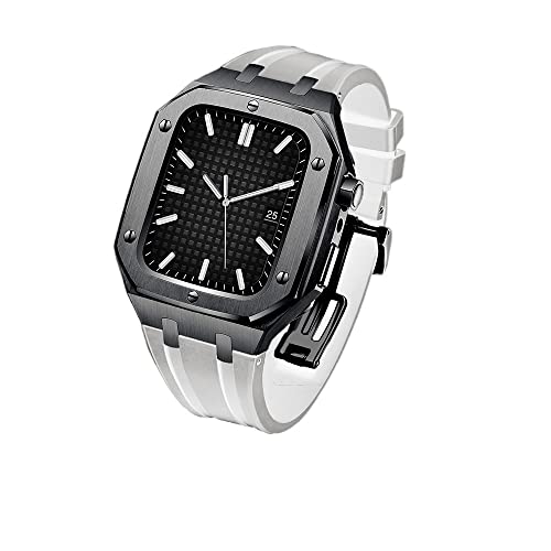 Bracelet caoutchouc fluoré Apple Watch 45mm avec coque acier antichoc