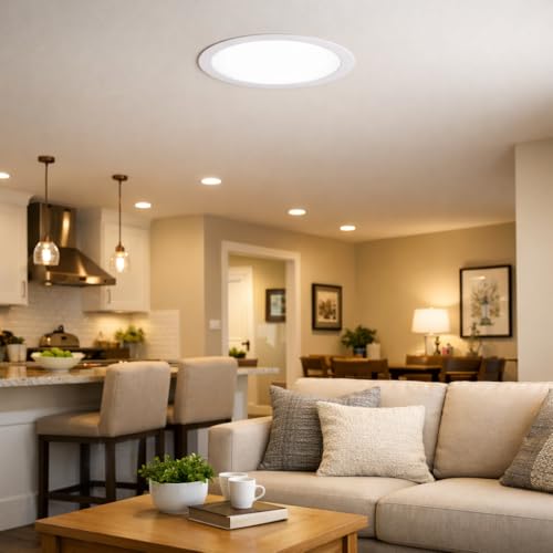 Image of EMITON LED Slim Panel Light | 15W Round Ceiling Panel Lamp | Natural White 4000K | 1500Lm LED Output | Aluminium Body | Indoor False Ceiling Light for Home Office Kitchen Bathroom | White