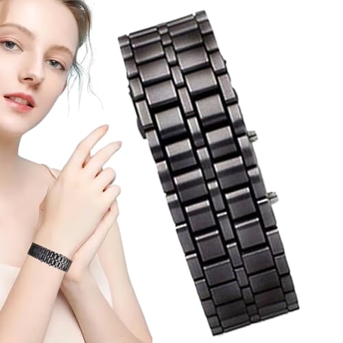 Relojes LED para hombre | Reloj de pulsera, creativo para hombre, electrónico, digital, moderno, clásico, impermeable, pulsera para correr, negro, A: Red light, Unisex - imagen 8