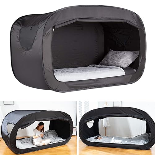 Carpa de cama portátil negra de poliéster miniatura 3