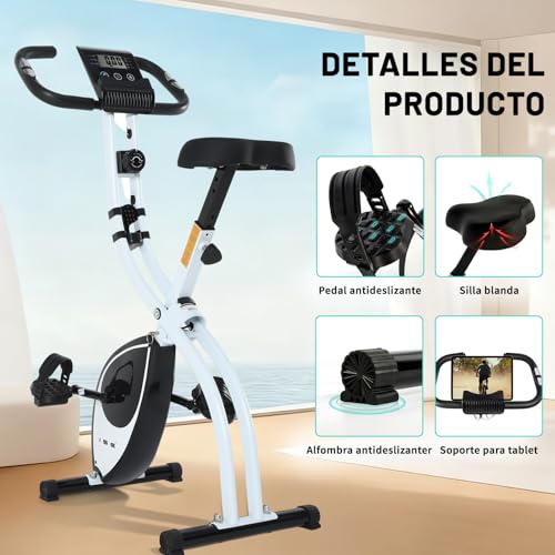 Miniatura 5 de Ise F-Bike Bicicleta Estática Plegable Cardio Training Fitness 8 Niveles De Resistencia Magnética Pantalla Lcd Entrenamiento Con Sensor De Frecuencia Cardiaca, Sy-810l