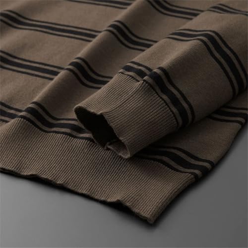 Men Striped Wool Pullovers Sweater Long Sleeve Buttons Lapel Soft Warm Casual Jumper Top4