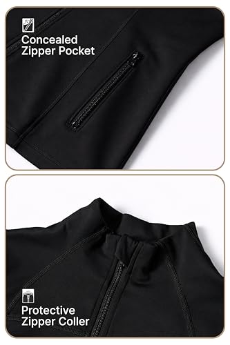 Fino Wear Jackets For Women Full Zip Womens Jacket With Lightweight Stretch Fabric For Active Or Casual Wear, Black, Medium