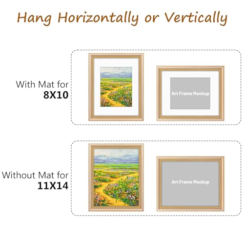 Image of Golden State Art,11x14 Ornate Picture Frame Holds 8x10 Photo,Champagne Gold | Includes real glass front,white mat,build-in hangers and buttons.Displays 8x10 photo on wall