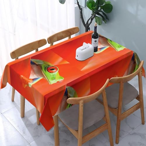 Tizhweqo Mantel Mesa RectangularRana, Manteles Antimanchas Rojo, 3D Impresión Mantel Impermeable Lavable para Cocina Salón Comedor, 150x150 cm Q/P597