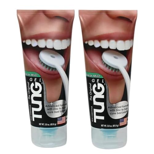 Tung Tongue Gel, Fresh Mint Tongue Cleaner Paste, Bad Breath Odor Eliminator, Halitosis Defense, BPA Free, USA Made (2-Pack)