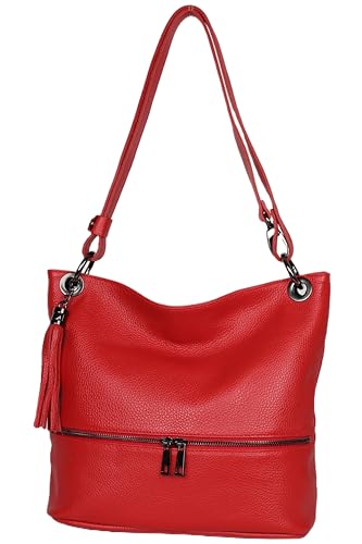 AmbraModa GLX37 - Sac à bandoulière en cuir pour femme, rouge
