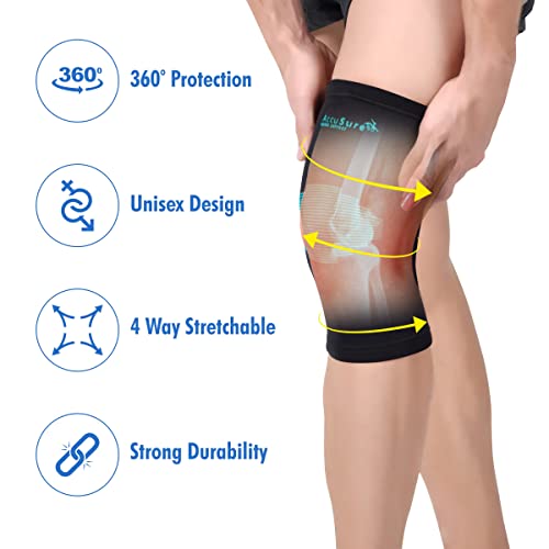 AccuSure Knee Brace Compression Sleeve- Best Support for Arthritis, Gym, Running, Basketball, Meniscus Tear, Sports, Joint Pain Relief, Injury Recovery For Men, Women|Pair - Image 5