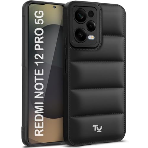 Image of TRUEUPGRADE Back Case Cover for Mi Redmi Note 12 Pro 5G | Compatible for Mi Redmi Note 12 Pro 5G Back Case Cover | Puff Case with Camera Protection |Black