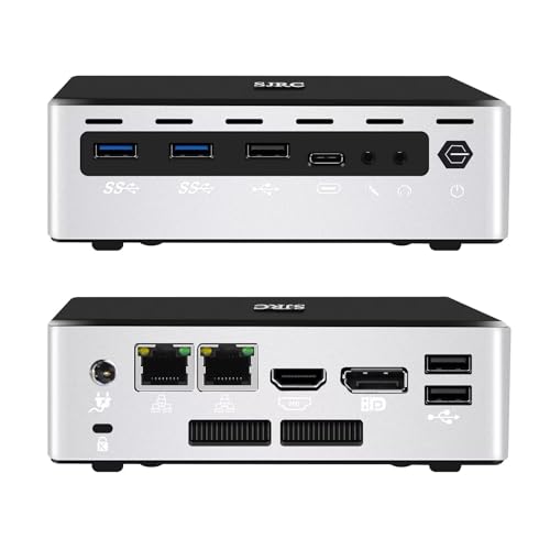 SJRC Office Mini PC N100, Micro Desktop Computer 2 x i226V 2.5GbE LAN, Barebone NO RAM/SSD/OS, HD2.0 + DP2.1 + USB-C Triple Display, Support Win/Linux, WiFi6 + BT5.2
