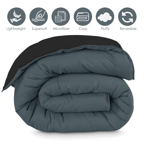 Image of Story@Home Reversible AC Comforter 220 GSM Lightweight Microfiber Summer Blanket for Single Bed (90x60 Inches) | Soft Cooling Quilt, Breathable All Season Duvet for AC Room - Black & Grey