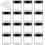 Clear Glass Jars 15 Pack, Betrome 4 oz 120ml Round Empty Cosmetic Containers for Scrubs, Lotions,...