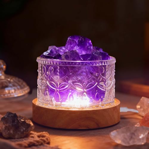 Runyangshi Amethyst Crystal Lamp Night Light - Natural Dream Amethyst