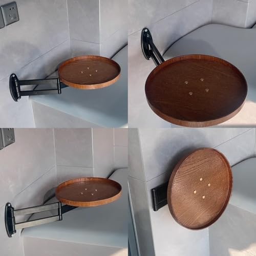 Table Ronde Pliante Murale compacte 30 cm avec étagère rétractable pour cuisine - 7