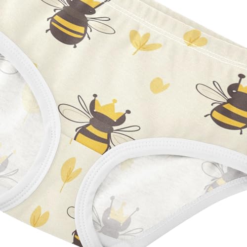 Wusikd Cute Bee Crown Girls' Underwear Cotton Light Yellow Girls Briefs Soft Toddler Underwear 2T4