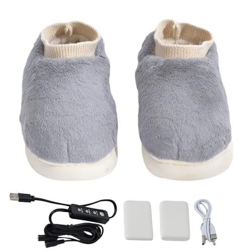 Axfbim Pantoufles chauffantes, chaussons chauffants pour pieds froids, chaussures chauffantes en coton avec chargement USB, trois températures réglables,...
