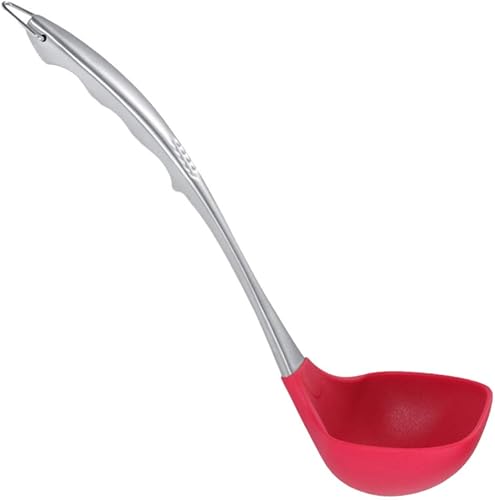 Miniatura 7 de Hemoton Cucharón de sopa Cucharón de cocina de silicona de acero inoxidable Cuchara de servir Cuchara de sopa Cuchara de sopa para salsa de chile y