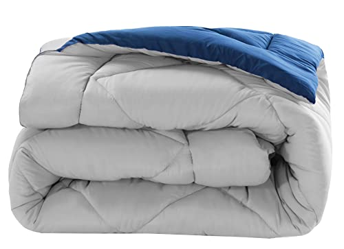 Valerian Reversible 3-Piece Comforter Set All Season, Ultra Soft, Down Alternative Comforter, Twin, Silver/Navy