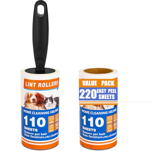 Lint Roller 220 Sheets with 1 Handle, Pet Hair Remover