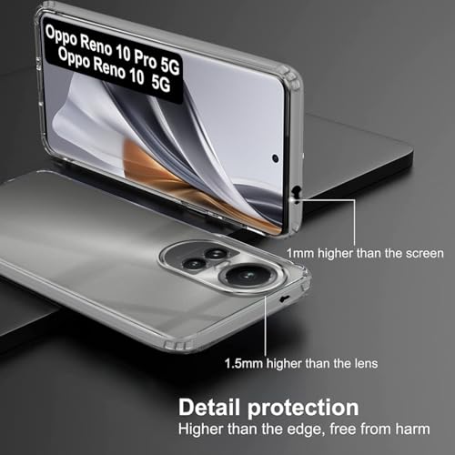 Image of Fashionury Crystal Clear Case for Oppo Reno 10 5G / Reno 10 Pro 5G | Yellowing Resistance | Transparent TPU Silicone | Raised Camera Lips | Slim Transparent Cover