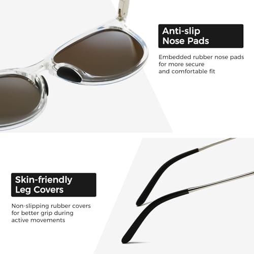 Image of SUNGAIT Original Design Trendy Sunglasses Polarized Vintage Round Classic Retro Style for Women and Men(2026 Transparent Frame /Blue Mirror Lens)