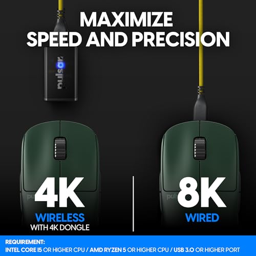 Image of Pulsar Gaming Gears - X2A eS Wireless Gaming Mouse, Founder's Edition, Ambidextrous, Optical Switch, OLED Display, Driverless, PAW3395 Sensor, 100H Battery, 4K dongle Included (Medium, Green)