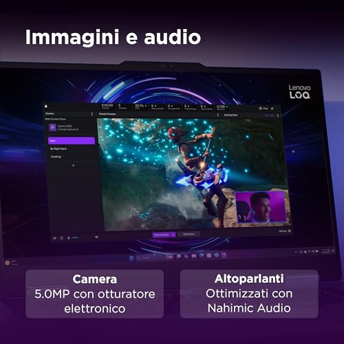 LOQ Gaming Notebook 17.3" FHD (1920x1080) 165Hz, Intel Core i7-13700HX, RAM 16GB, 1TB SSD, NVIDIA GeForce RTX 5060 8GB GDDR7, Windows 11, Tastiera Retroilluminata - Luna Grey - Notebook - Immagine 7