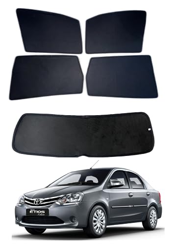 Image of Premium Car Sunshade Fix Type Non-Magnetic Curtain with Rear Dicky Curtain Set of 5pc for Etios
