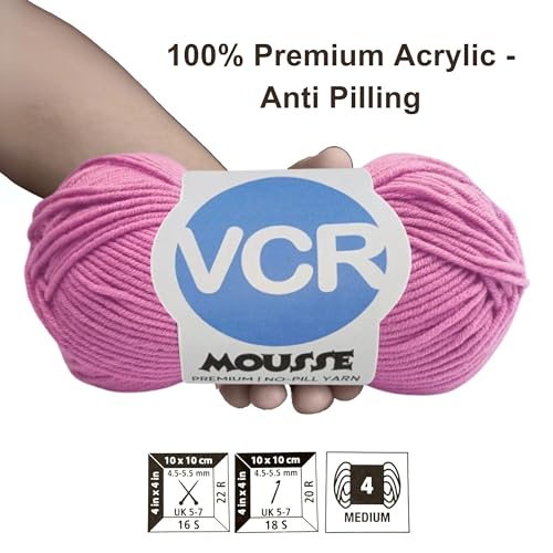 Image of VCR 4ply Blush Pink Yarn, 100 Grams Hank, 190 Meters Length, Acrylic Ball for Crochet and Knitting, Soft Crosia Threads, Pack of 1 Yarn, Suitable for DIY Crafts