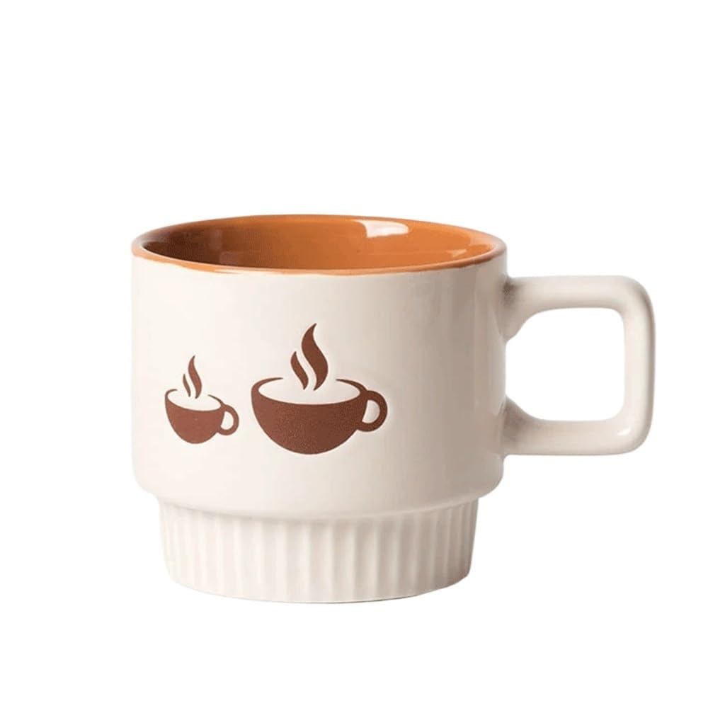 Tasse à café en céramique épaisse au fini rayé et design épuré 300 ml