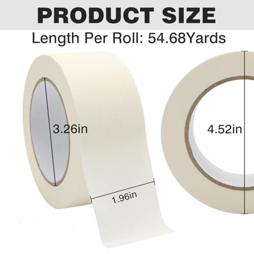 Image of Masking Tape 2 inch Wide, Beige White Painters Tape General Purpose Tape for Crafts Painting Labeling Decoration School Projects Home Office, 2 inchX55 Yards