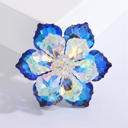Image of Elegant Rhinestone Flower Brooch Pin for Women Handmade Shiny Crystal Snowflake Cherry Blossom Brooches Lapel Pins Dress Accessories Anniversary Wedding Jewelry