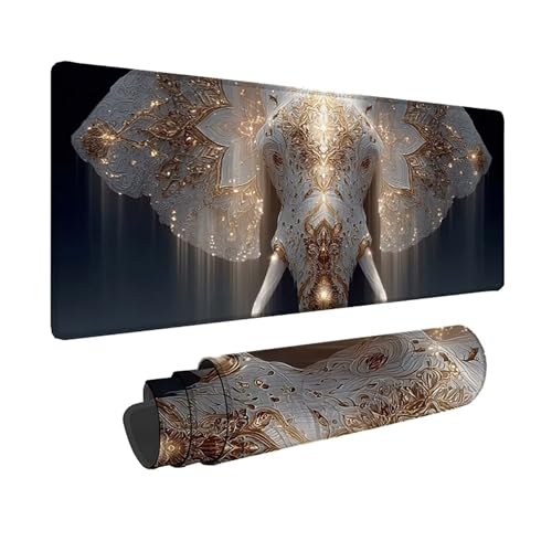 Tapis de souris XXL blanc 800x400mm éléphant pour bureau