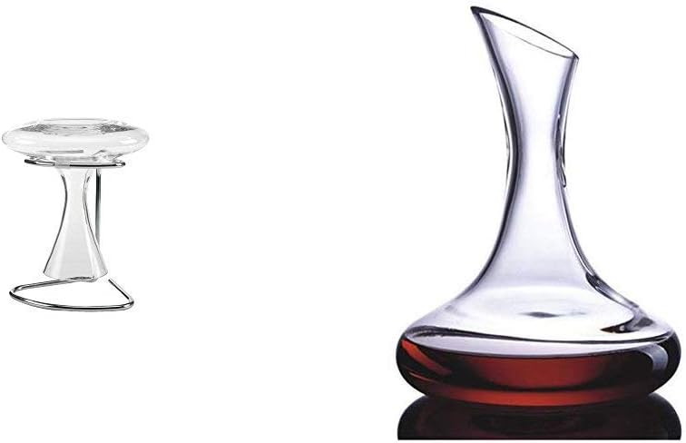 Leopold ViennaPowerPull Decanter Carafe Drying Stand de Luxe, Silver & BarCraft Luxury Handmade Glass Wine Decanter, Transparent, 1 .5 L