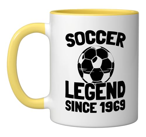 Born In 1969 Soccer Player Mug Yellow/White
