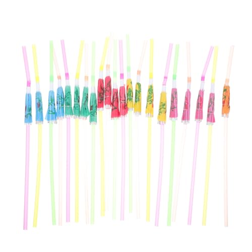 Pitillos desechables de papel coloridos diseño sombrilla 50 pzas miniatura 1
