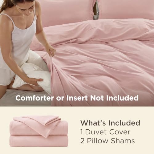 Image of Bedsure Duvet Cover King Size - Soft Double Brushed Bedding Set for Kids & Adults, Zipper Closure, 3 Pieces, Includes 1 Duvet Cover (104 inchx90 inch) & 2 Pillow Shams, NO Comforter, Pink