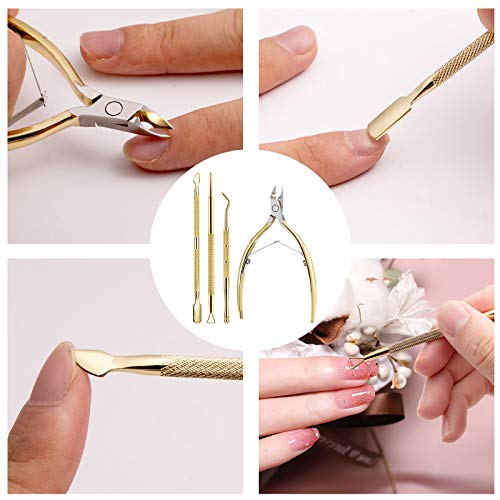 Jolintek Nagelhautentferner Set, 4 Stück Nagelhautzange mit Nagelhautschieber, Edelstahl Nagelzangen Set Maniküre und… – Bild 7